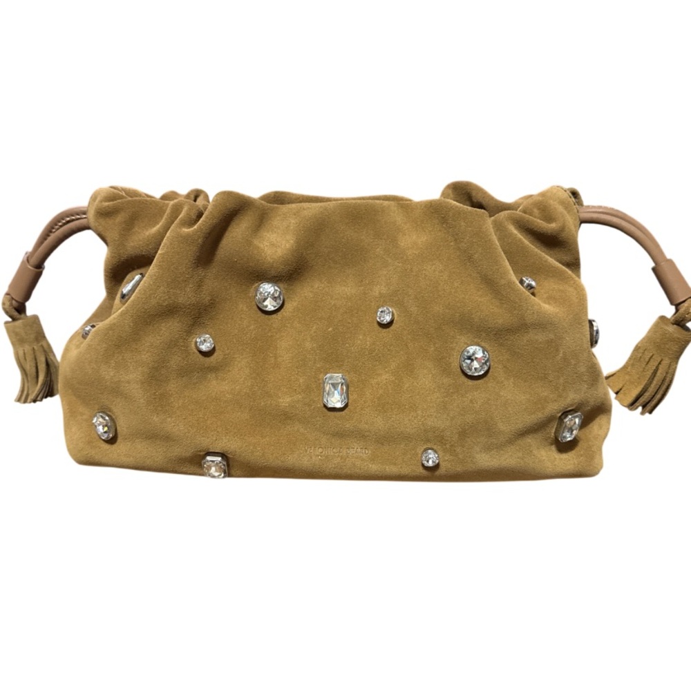 VERONICA BEARD Small Crystal-Studded Suede Clutch Bag - Picture 2 of 10